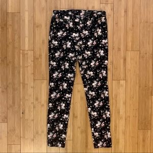 Club Monaco Black Floral Alessia Pant Corduroy Size 4